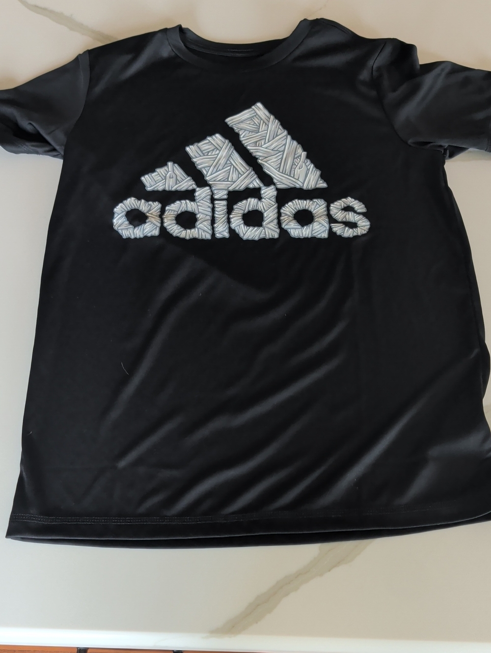 adidas Black Tee with White Textured Logo NWOT